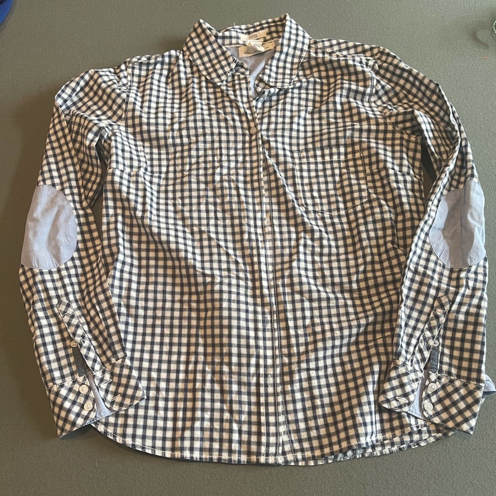 Blue And White Button Up